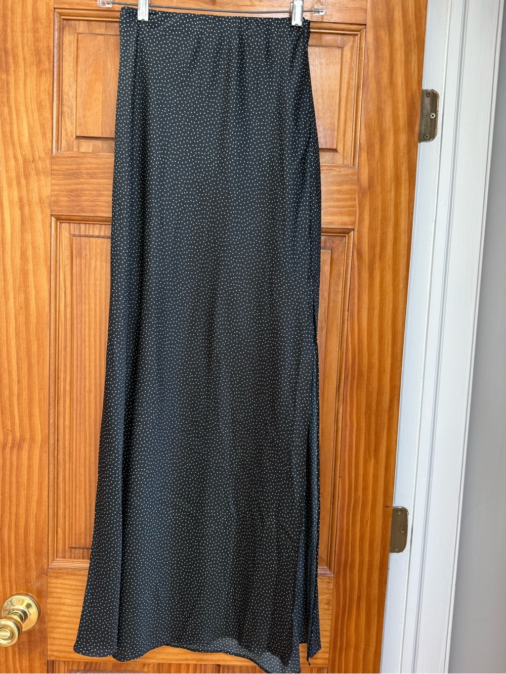 Black and white polka dot maxi skirt